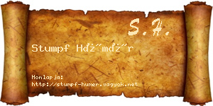 Stumpf Hümér névjegykártya
